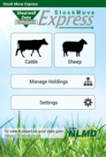 Stock Move Express Android sheep or cattle main menu